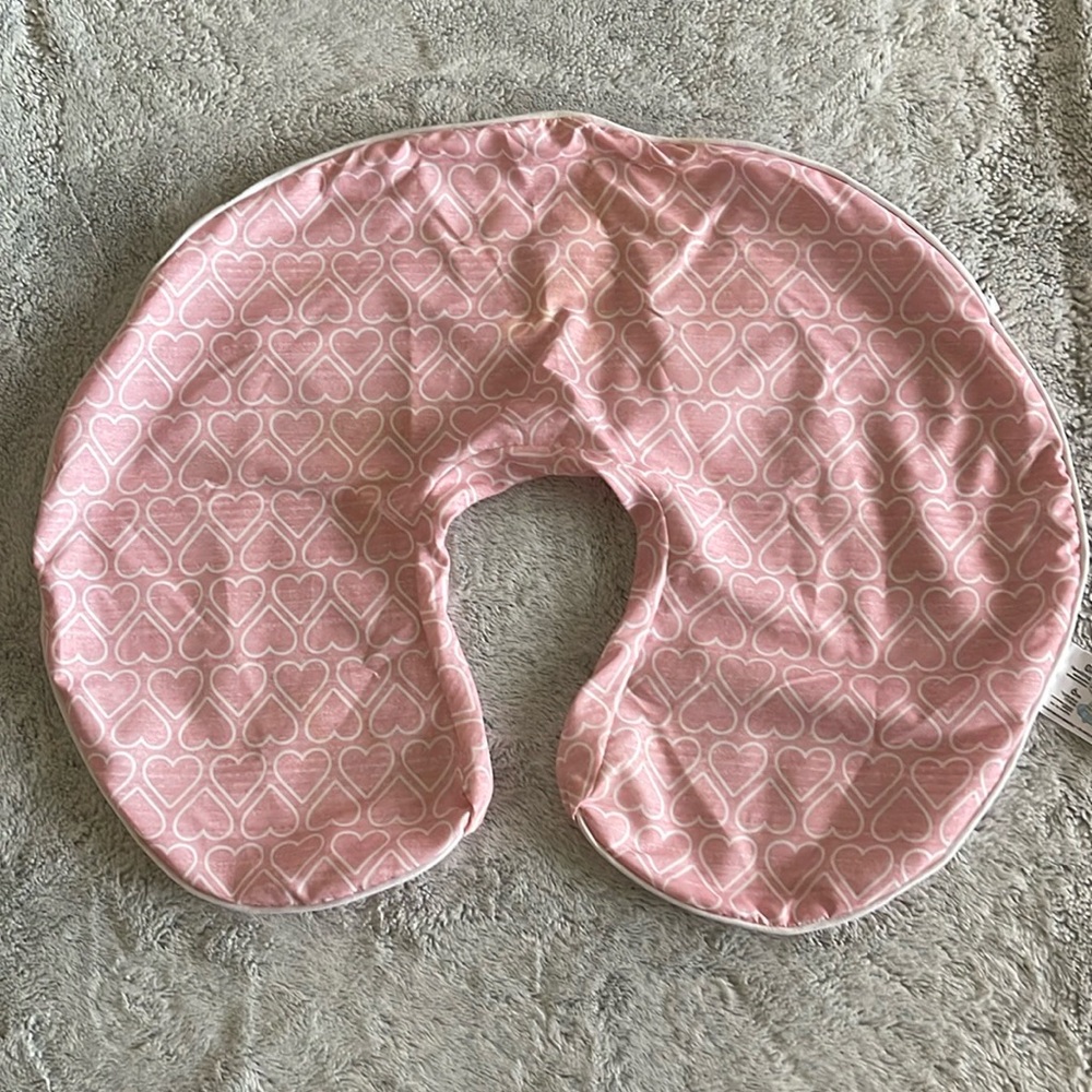 Boppy pillow reversible Cover  Pink  Stripes Hearts